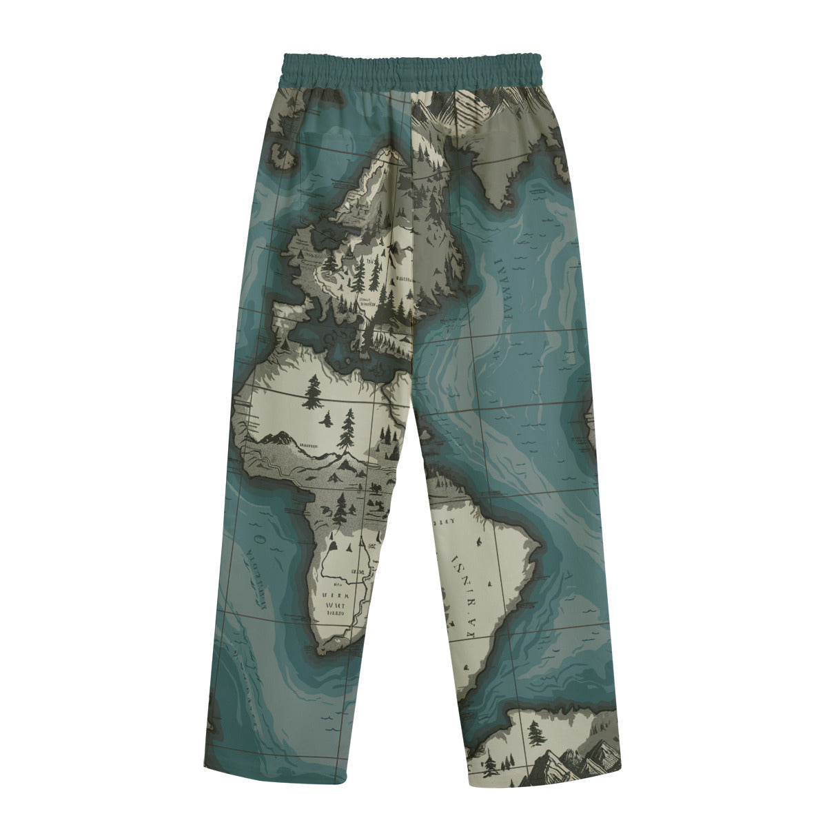 Unisex Straight Casual Pants | 245GSM Cotton |Dockside Drifter | Map Design