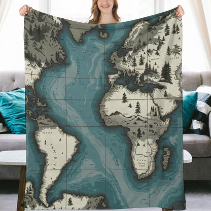 Ultra-Soft Flannel Blanket 70"×80" | Ozarks Coastal Wraps | Map
