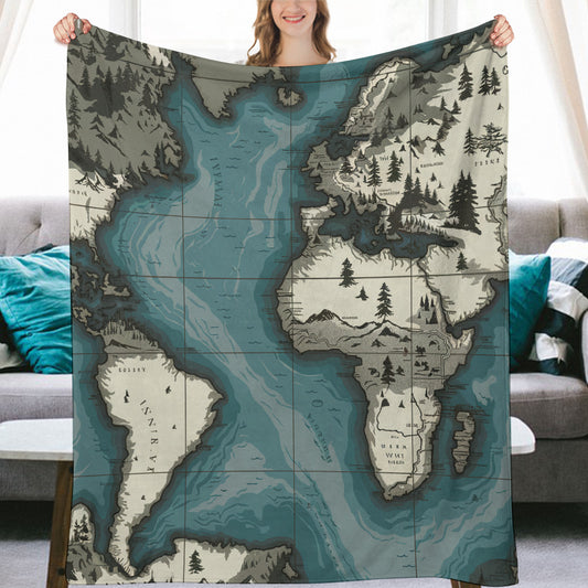 Ultra-Soft Flannel Blanket 70"×80" | Ozarks Coastal Wraps | Map