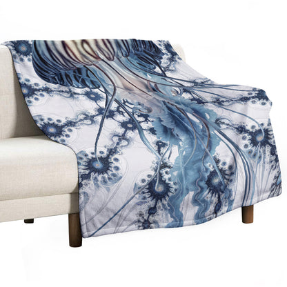 Ultra-Soft Flannel Blanket 70"×80" |Ozarks Coastal Wraps | Blue Medusa