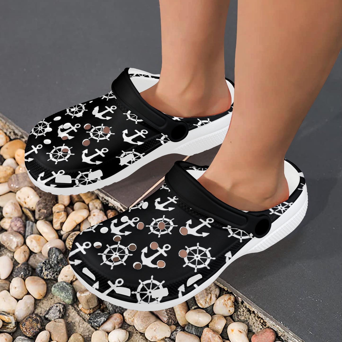 Custom Print Adults Clogs| Black