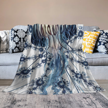 Ultra-Soft Flannel Blanket 70"×80" |Ozarks Coastal Wraps | Blue Medusa