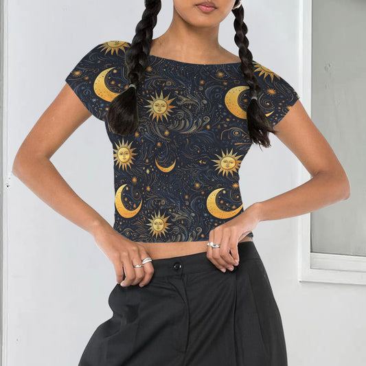 Women's Backless T-Shirt > Sun & Moon