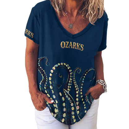 V Neck Short-sleeve Women Shirt Printed | Ozarks Essentials For Her | Ozarks Marina