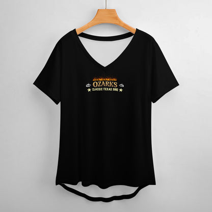 New V Neck Short-sleeve Women Shirt Printed | Smokin' Old West | Black