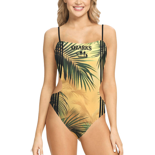 Women's Spaghetti Strap Cut Out Sides Swimsuit | Sail & Sun | Tropical Palm