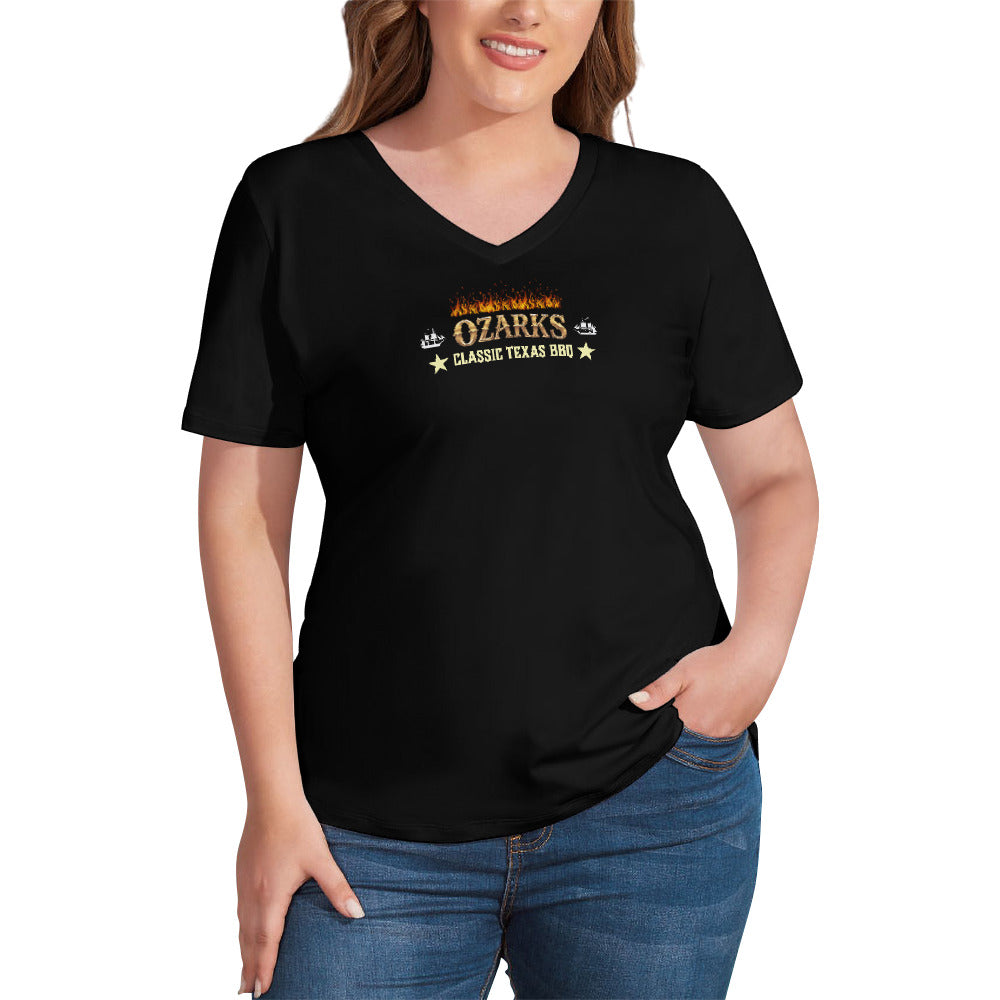New V Neck Short-sleeve Women Shirt Printed | Smokin' Old West | Black
