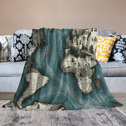 Ultra-Soft Flannel Blanket 70"×80" | Ozarks Coastal Wraps | Map