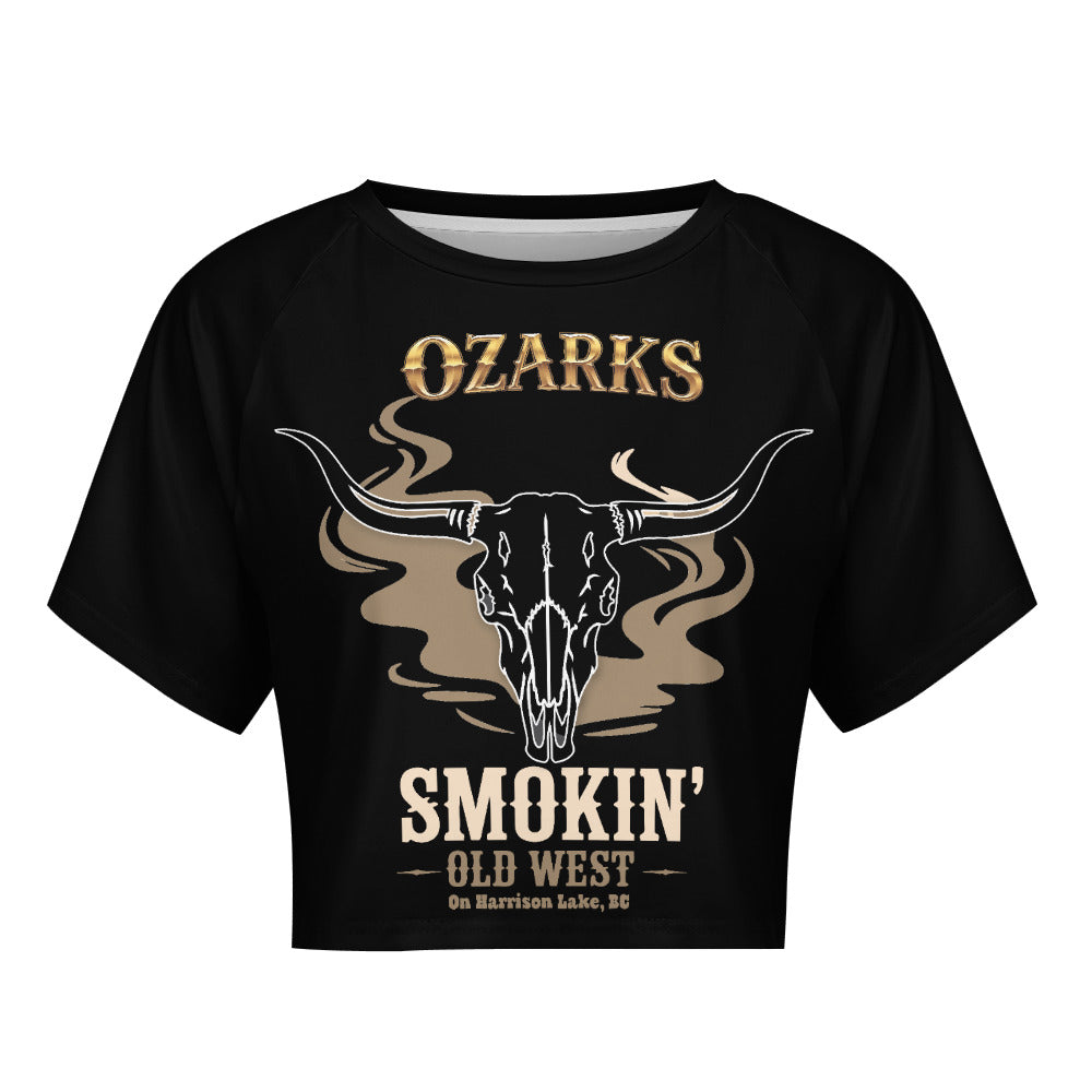 Short sleeved navel exposed Crop Top | Smokin' Old West , on Harrison Lake | Black