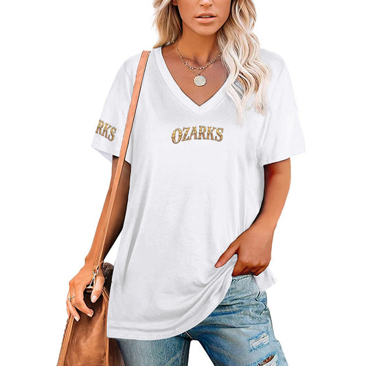 V Neck Short-sleeve Women Shirt Printed | Ozarks Essentials For Her | Boathouse Logo