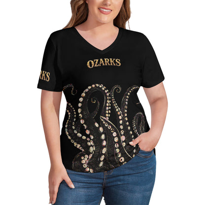 V Neck Short-sleeve Women Shirt Printed | Ozarks Essentials For Her | Ozarks Marina