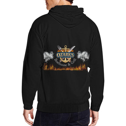 Men's All Over Print Full Zip Hoodie | Grand Opening | Black