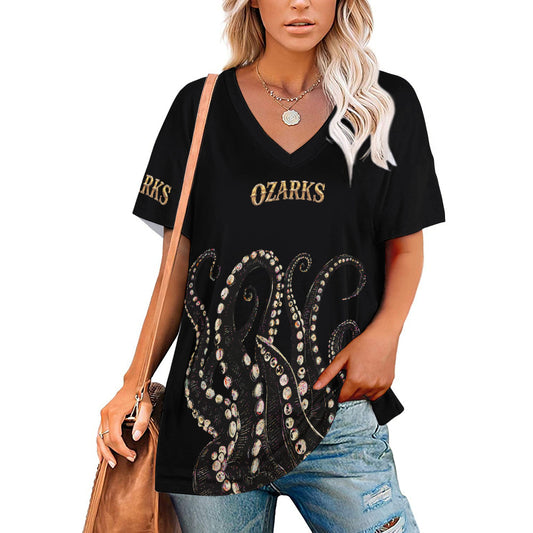 V Neck Short-sleeve Women Shirt Printed | Ozarks Essentials For Her | Ozarks Marina