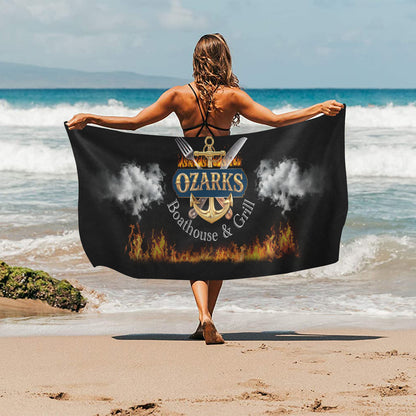Beach Towel  Suede 30"x 60" | Ozarks Boathouse & Grill | Black