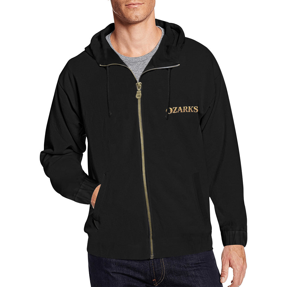 Men's All Over Print Full Zip Hoodie | Grand Opening | Black