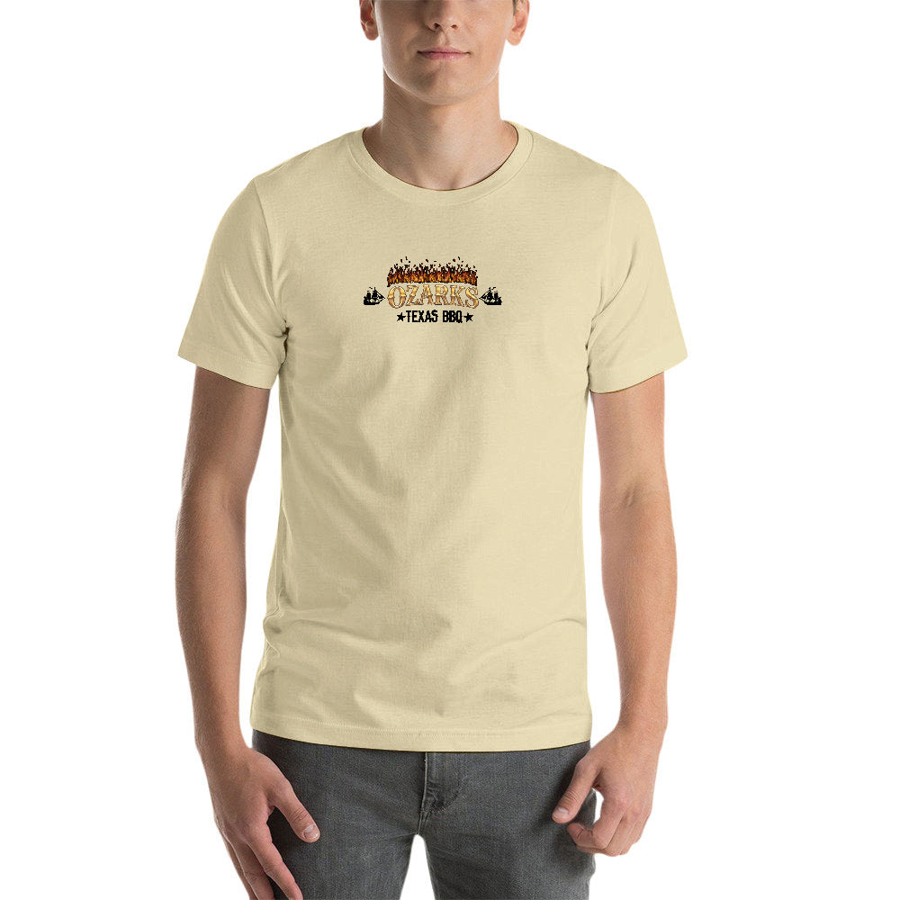 New 150g Men's  Short Sleeve T-shirt | Smokin' Old West , On Harrison Lake | Sand