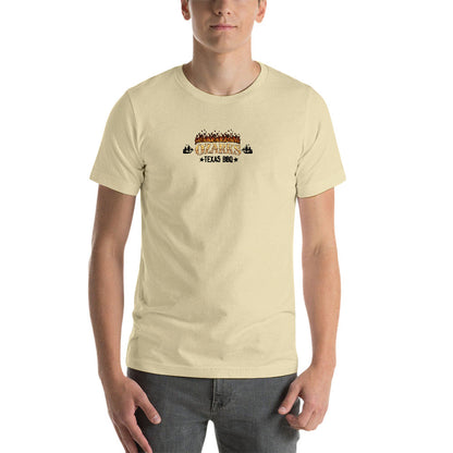 New 150g Men's  Short Sleeve T-shirt | Smokin' Old West , On Harrison Lake | Sand